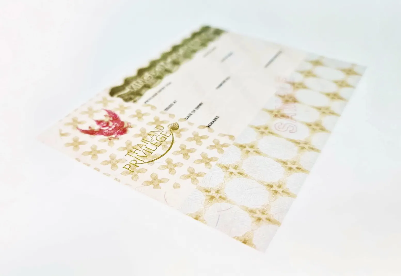 Sample Thailand Privilege Entry Visa sticker — the credential affixed in a member's passport on first arrival