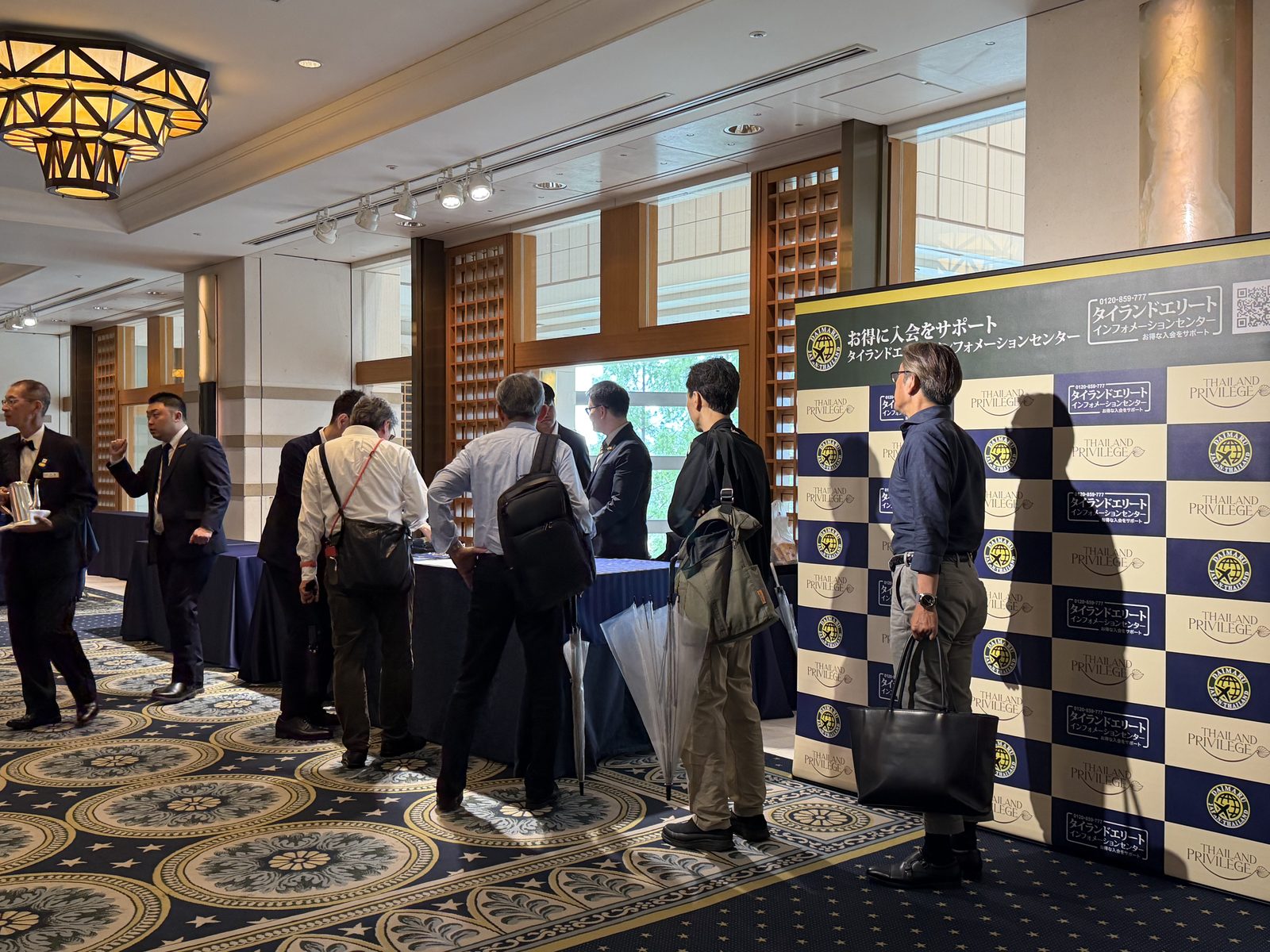 Registration and reception desk at the Japan Road Show 2026 Osaka — Imperial Hotel Osaka
