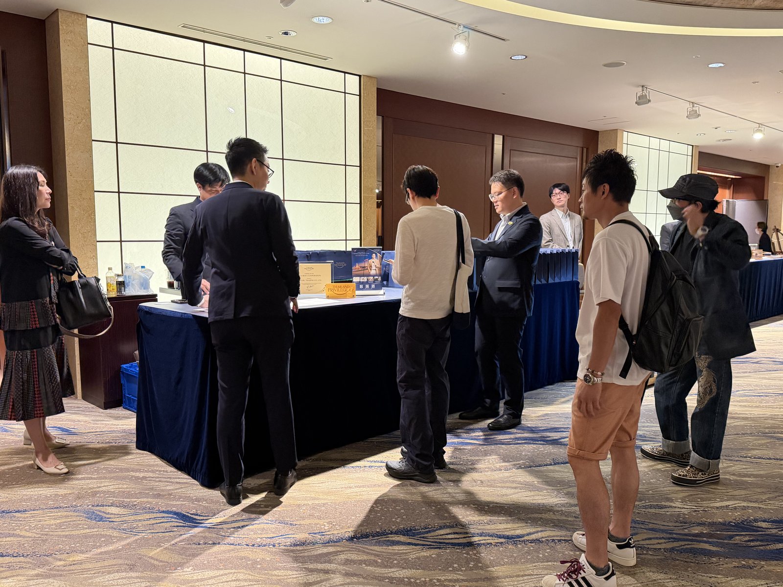 Registration and reception desk at the Japan Road Show 2026 Tokyo — ANA InterContinental Tokyo